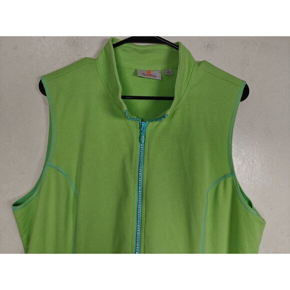 Quacker Factory Womens Green Sleeveless Full Zip Vest Jacket Size Large - Picture 4 of 8